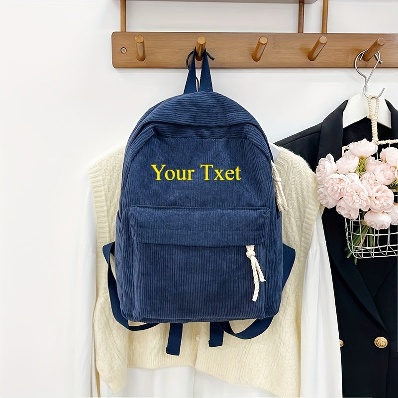 Personalized Embroidered Corduroy Backpack Custom Name