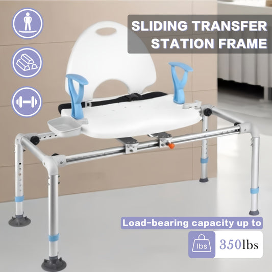 Adjustable Height Elderly Shower Bath Bench with Safety Seat
