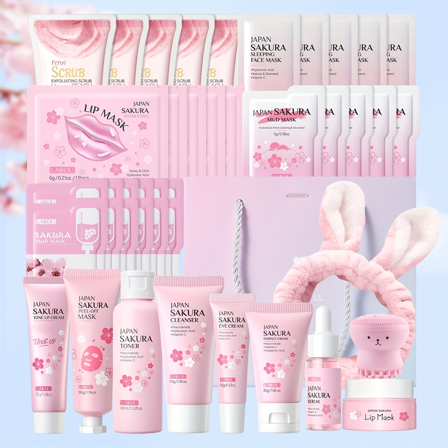Sakura Hydrating Facial Care Set With Cleansing Brush