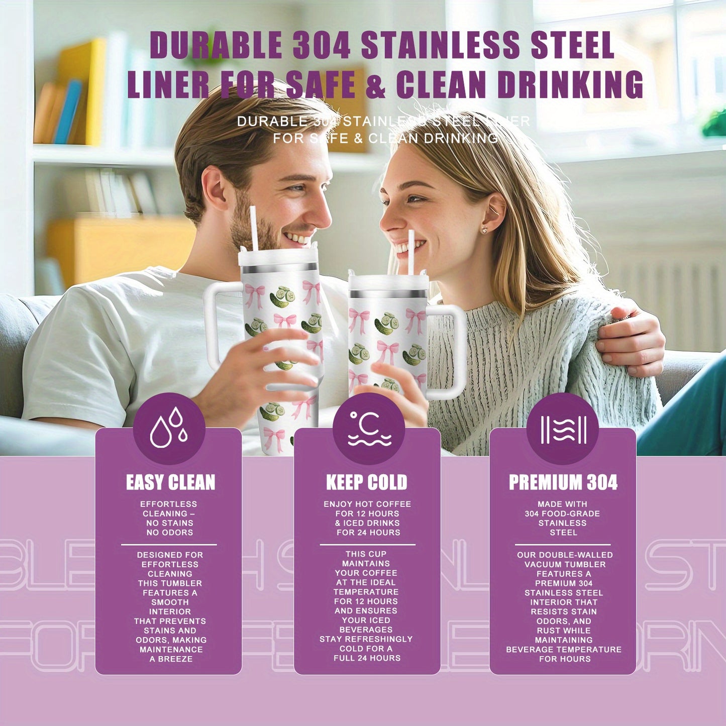 1pc 40oz Humorous Pickle-Themed Stainless Steel Tumbler with "Paint Me Green & Call Me A Pickle" Quote, Vacuum Insulated Cup Keeps Drinks Hot 12H/Cold 24H, Spill-Proof Lid & Straw, Cute Pickle Design with Pink Bows & Dill Pic