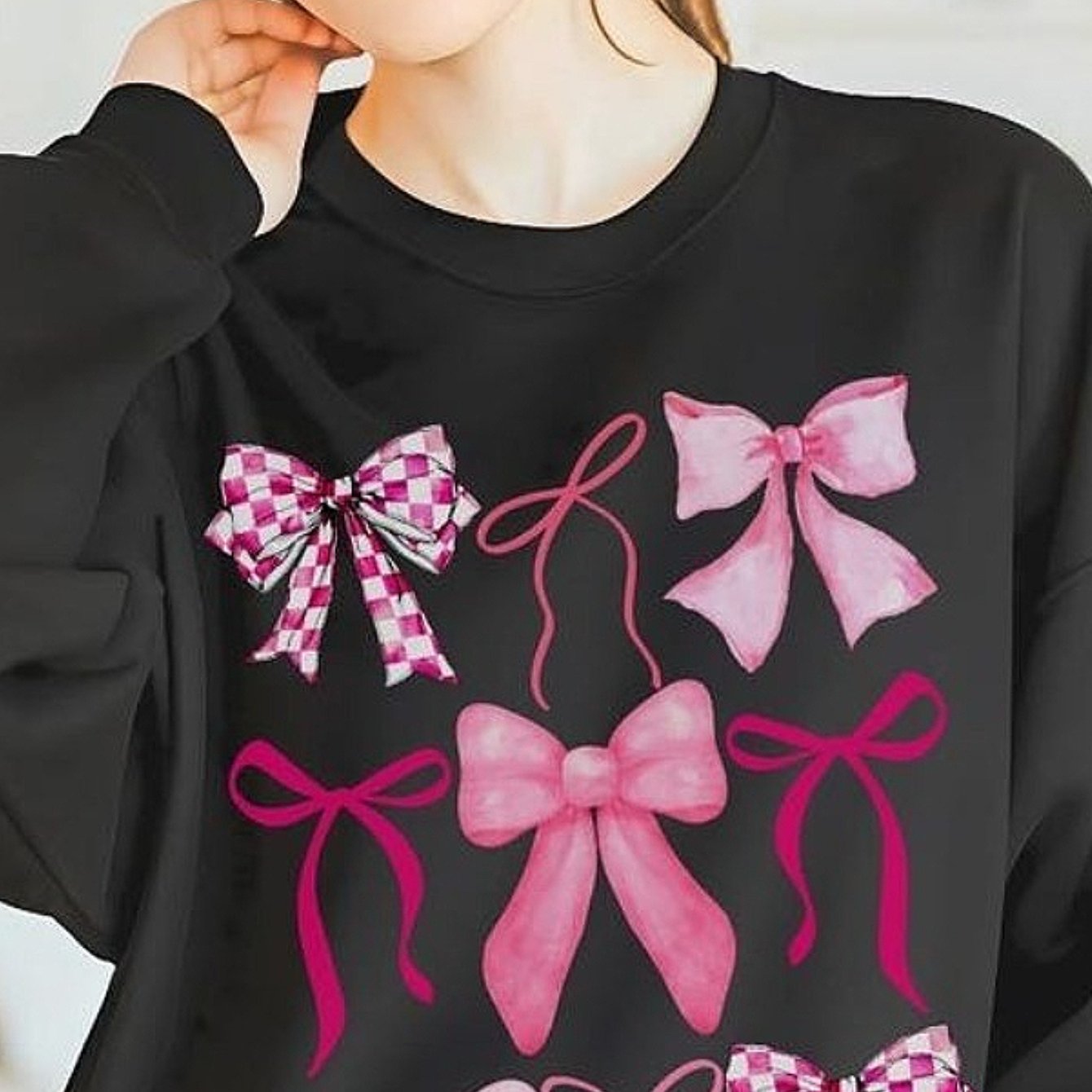 Coquette Sweatshirts, Pink Bow Sweatshirt, Pink Ribbon Sweatshirt, Coquette Aesthetic, Ribbon Crewneck Sweatshirt, Gift for Her, Trendy Bows